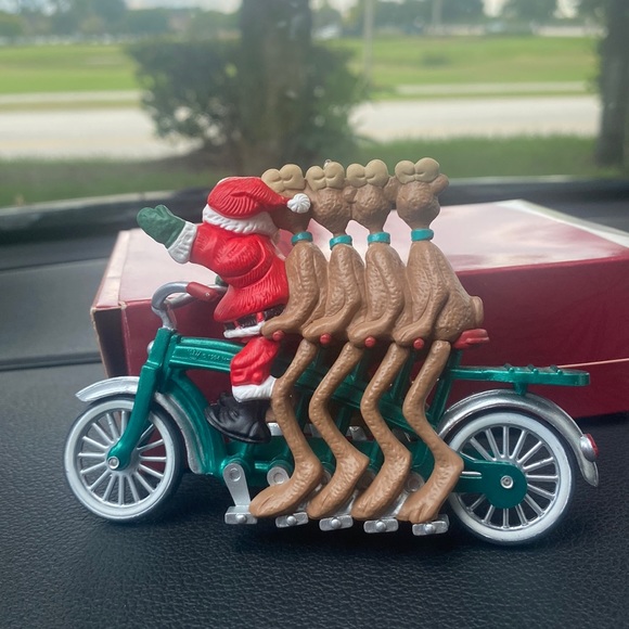 Hallmark Christmas Ornament 1994 Santa Claus Reindeer Bicycle Cyclists - Picture 8 of 11
